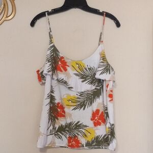 Green and Orange Ruffled Sleeveless Camisole